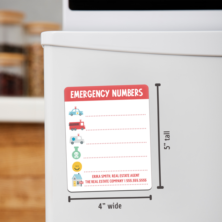 Customizable | Emergency Numbers Magnets | DSM-16-AB Magnet Market Dwellings