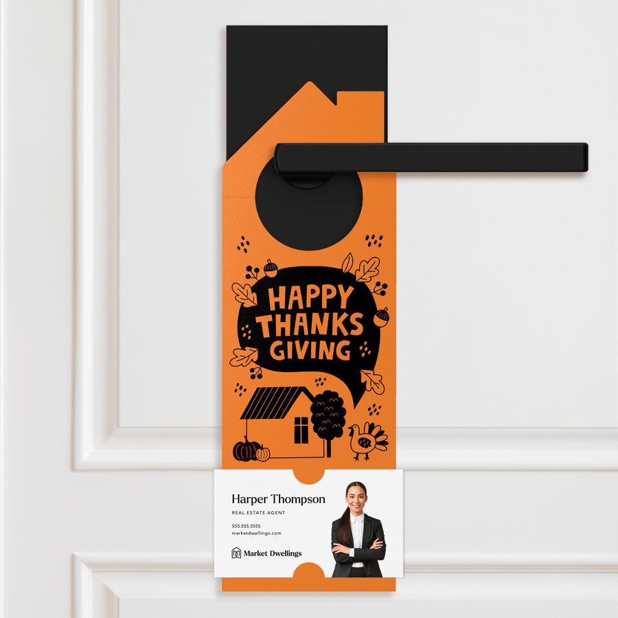 Happy Thanksgiving Neighbor Door Hangers Holiday Door Hanger Market Dwellings CARROT