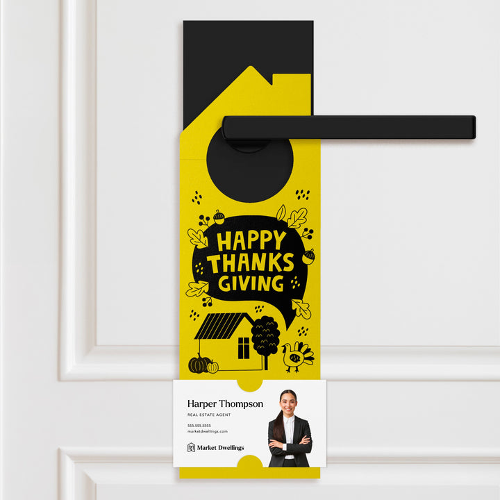 Happy Thanksgiving Neighbor Door Hangers Holiday Door Hanger Market Dwellings LEMON