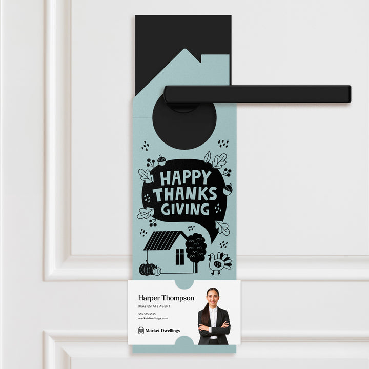 Happy Thanksgiving Neighbor Door Hangers Holiday Door Hanger Market Dwellings LIGHT BLUE