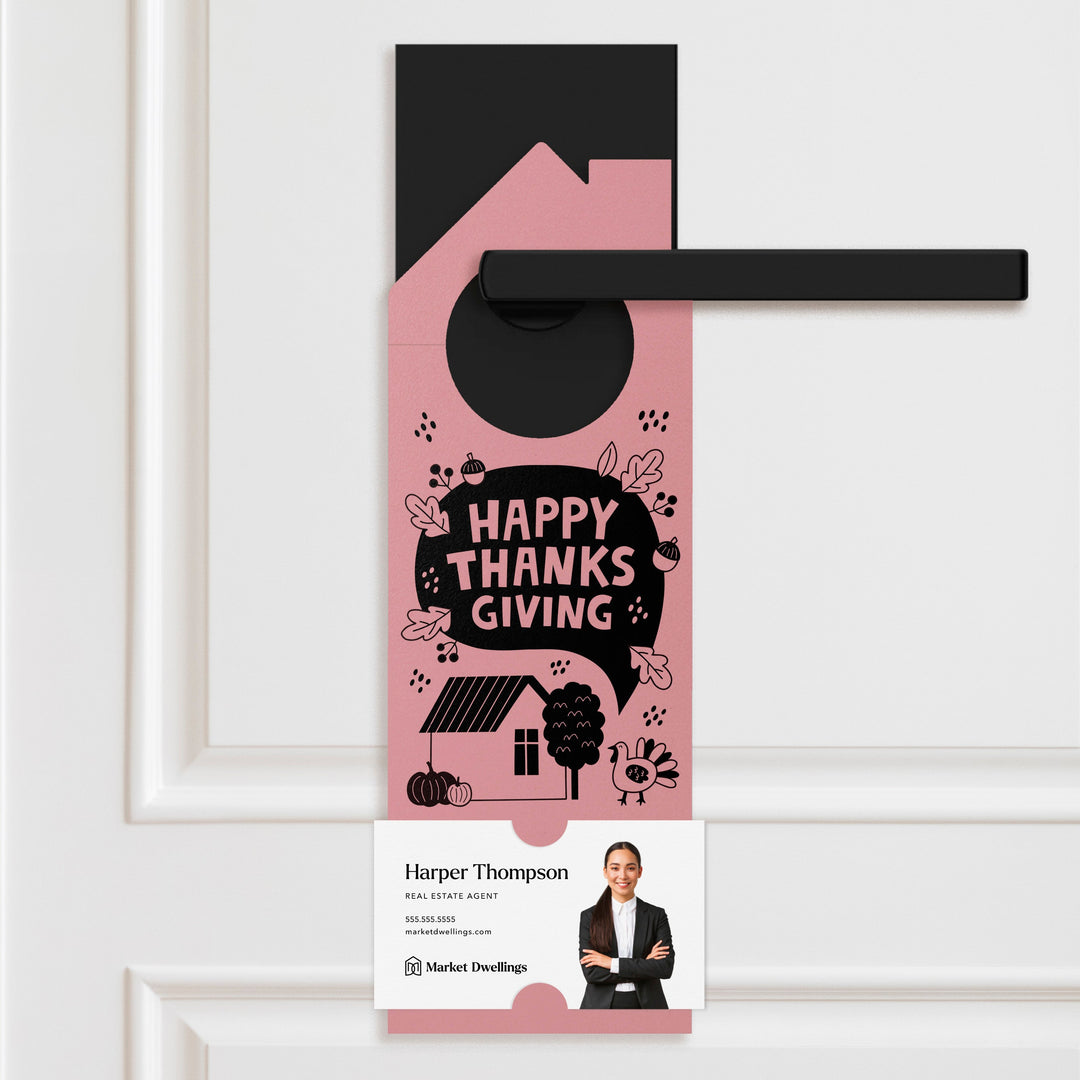 Happy Thanksgiving Neighbor Door Hangers Holiday Door Hanger Market Dwellings LIGHT PINK