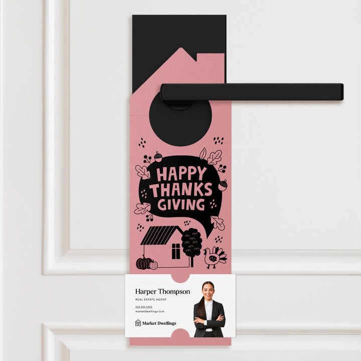 Happy Thanksgiving Neighbor Door Hangers Holiday Door Hanger Market Dwellings LIGHT PINK