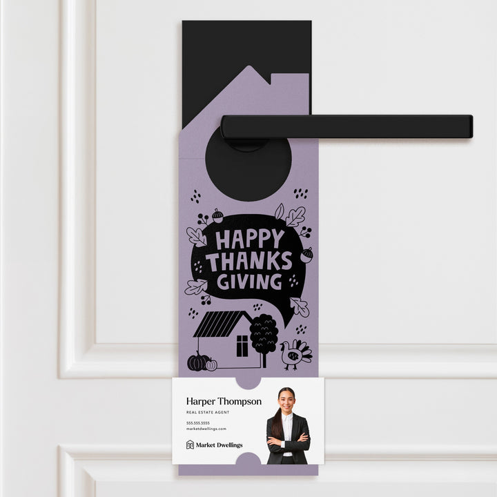 Happy Thanksgiving Neighbor Door Hangers Holiday Door Hanger Market Dwellings LIGHT PURPLE