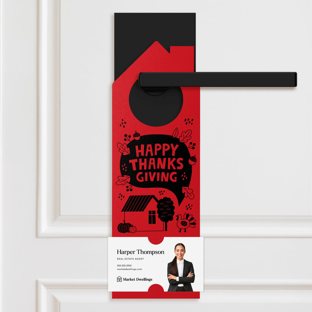Happy Thanksgiving Neighbor Door Hangers Holiday Door Hanger Market Dwellings SCARLET