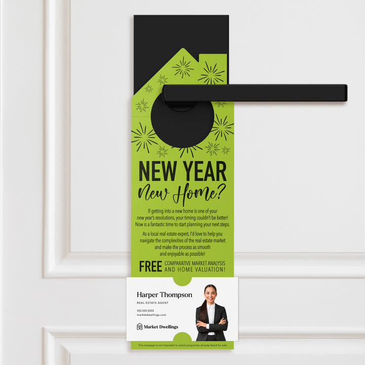 New Year, New Home Door Hangers Holiday Door Hanger Market Dwellings GREEN APPLE