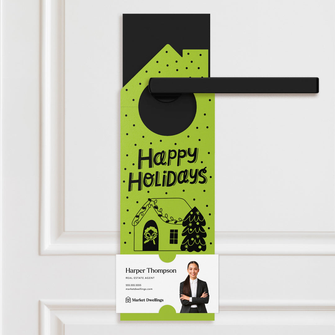 Happy Holidays Door Hangers Holiday Door Hanger Market Dwellings GREEN APPLE