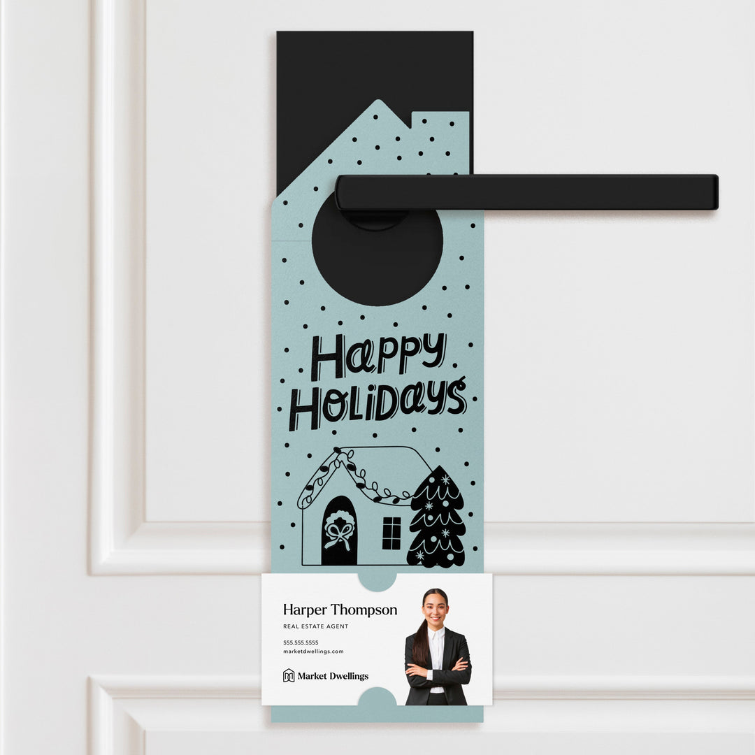 Happy Holidays Door Hangers Holiday Door Hanger Market Dwellings LIGHT BLUE