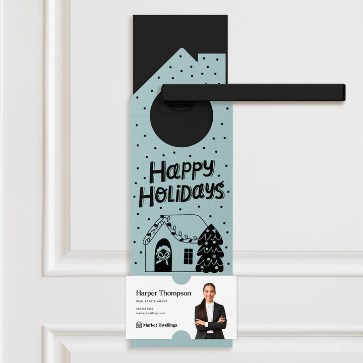 Happy Holidays Door Hangers Holiday Door Hanger Market Dwellings LIGHT BLUE