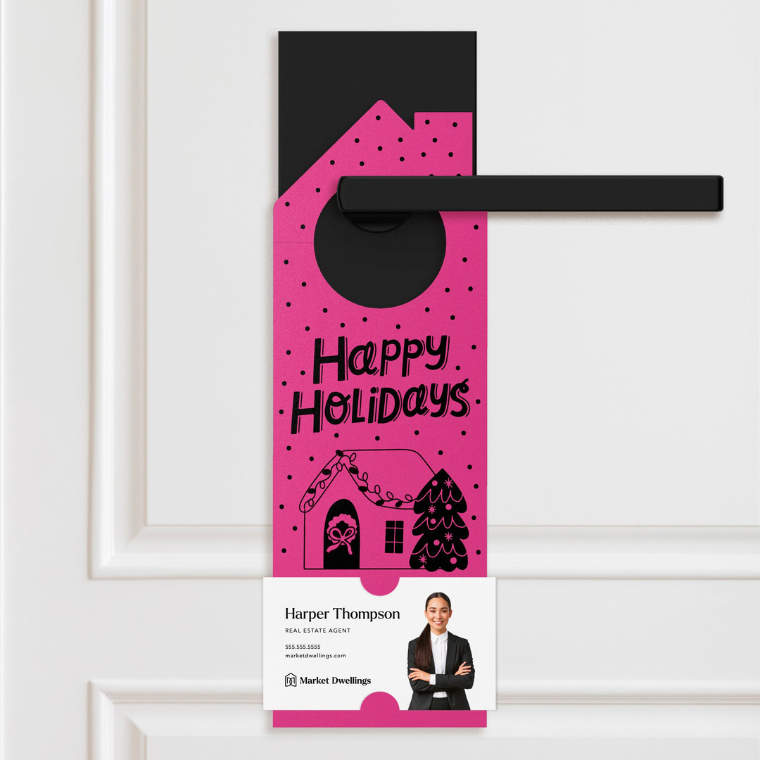 Happy Holidays | Winter Christmas Door Hangers | 121-DH002 Door Hanger Market Dwellings RAZZLE BERRY