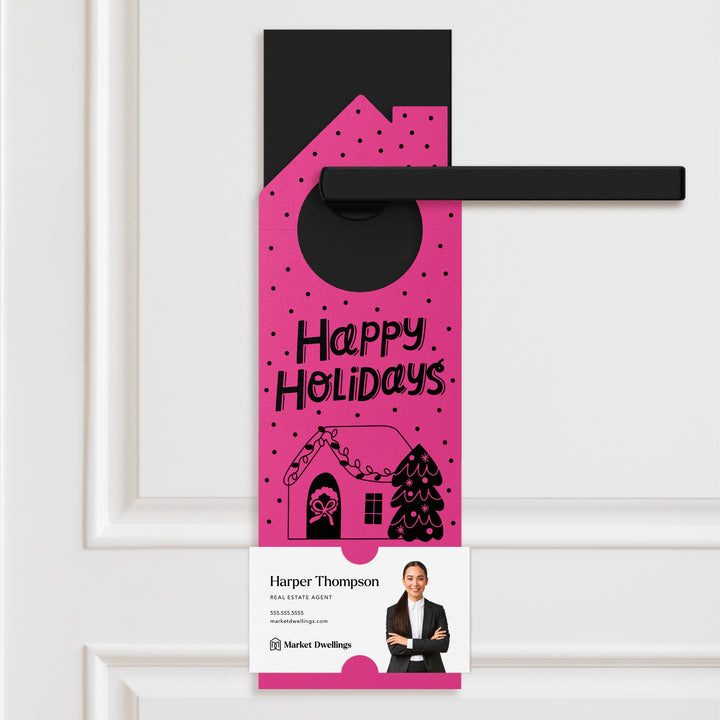 Happy Holidays | Winter Christmas Door Hangers | 121-DH002 Door Hanger Market Dwellings RAZZLE BERRY