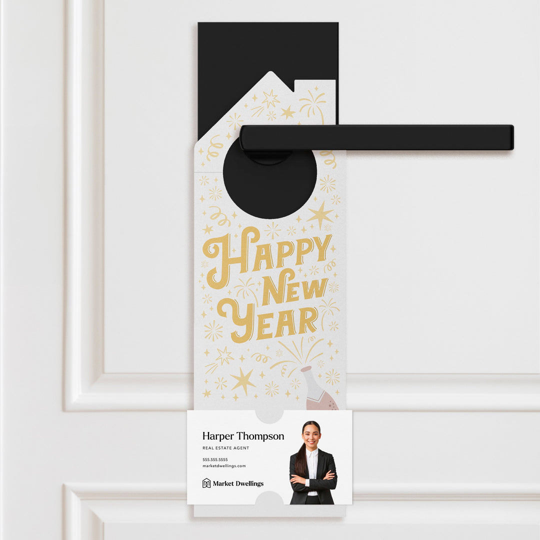 Happy New Year Door Hangers Holiday Door Hanger Market Dwellings WHITE