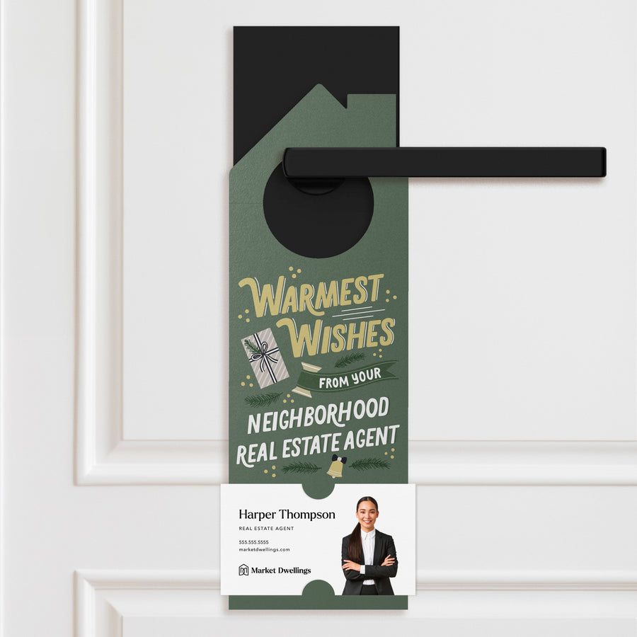 Warmest Wishes From Your Neighborhood Real Estate Agent Door Hangers Holiday Door Hanger Market Dwellings OLIVE