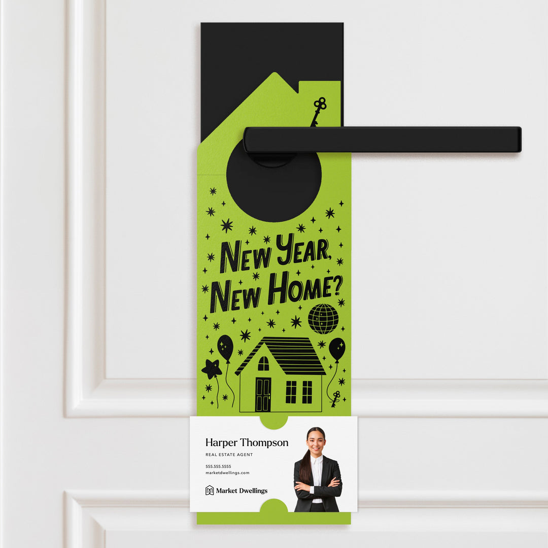 New Year, New Home? Door Hangers Holiday Door Hanger Market Dwellings GREEN APPLE