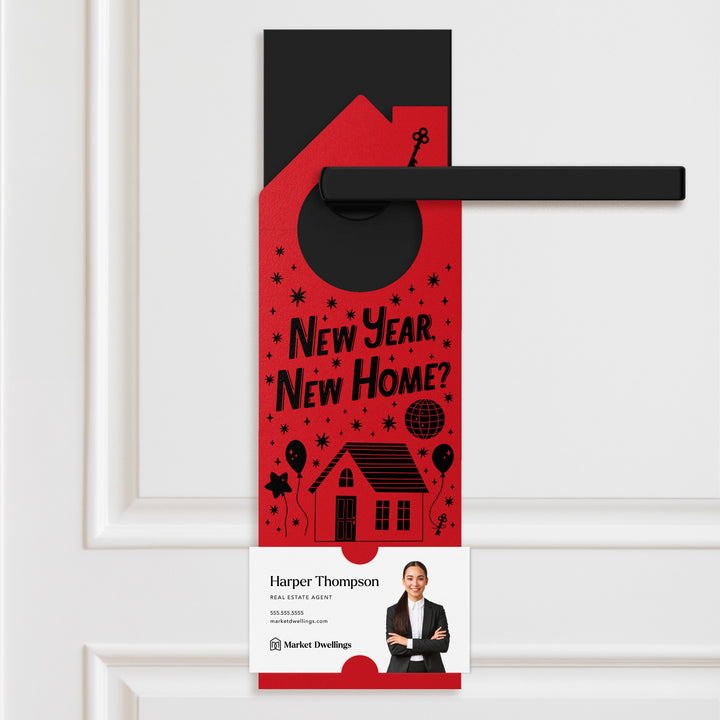 New Year, New Home? Door Hangers Holiday Door Hanger Market Dwellings SCARLET