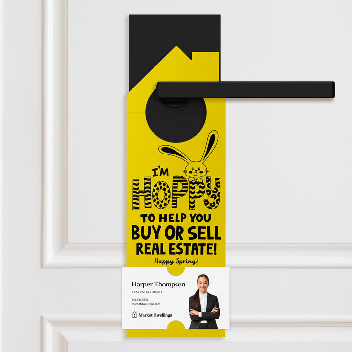 I'm Hoppy To Help You Buy Or Sell Real Estate!  | Spring Easter Door Hangers | 161-DH002 Door Hanger Market Dwellings WHITE