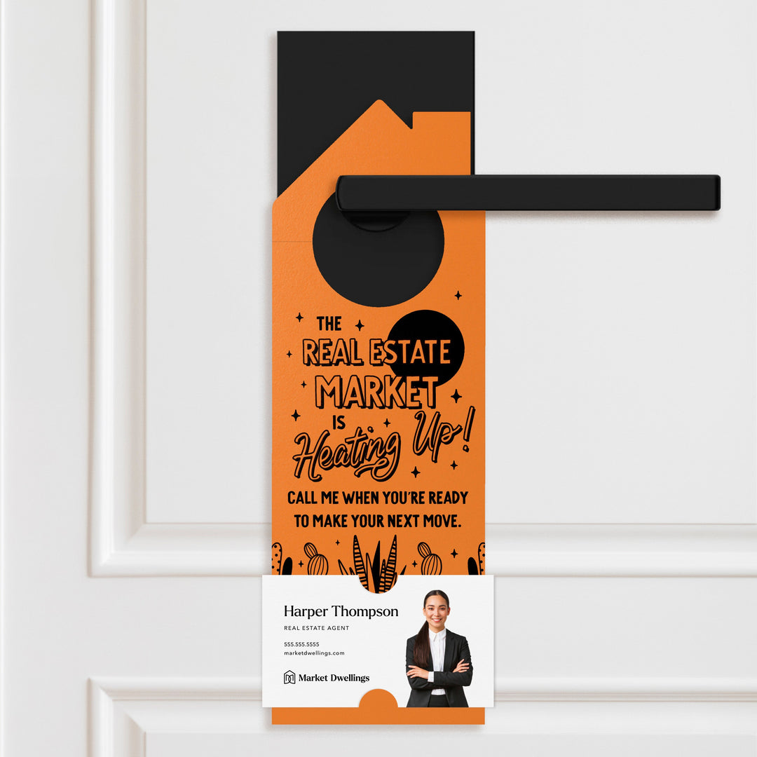 The Real Estate Market Is Heating Up! | Summer Door Hangers | 256-DH002 Door Hanger Market Dwellings LIGHT BLUE
