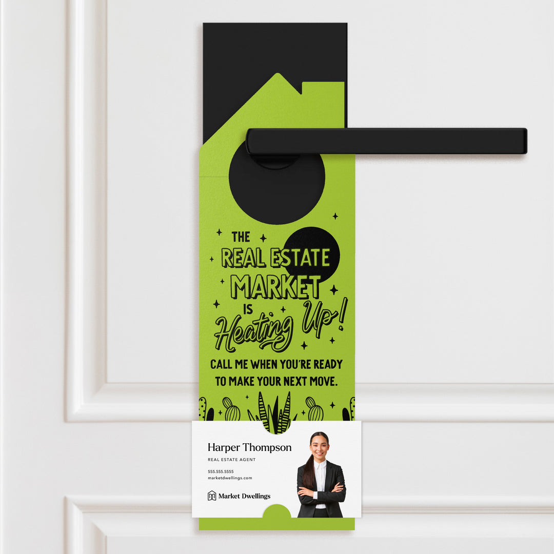 The Real Estate Market Is Heating Up! | Summer Door Hangers | 256-DH002 Door Hanger Market Dwellings RAZZLE BERRY