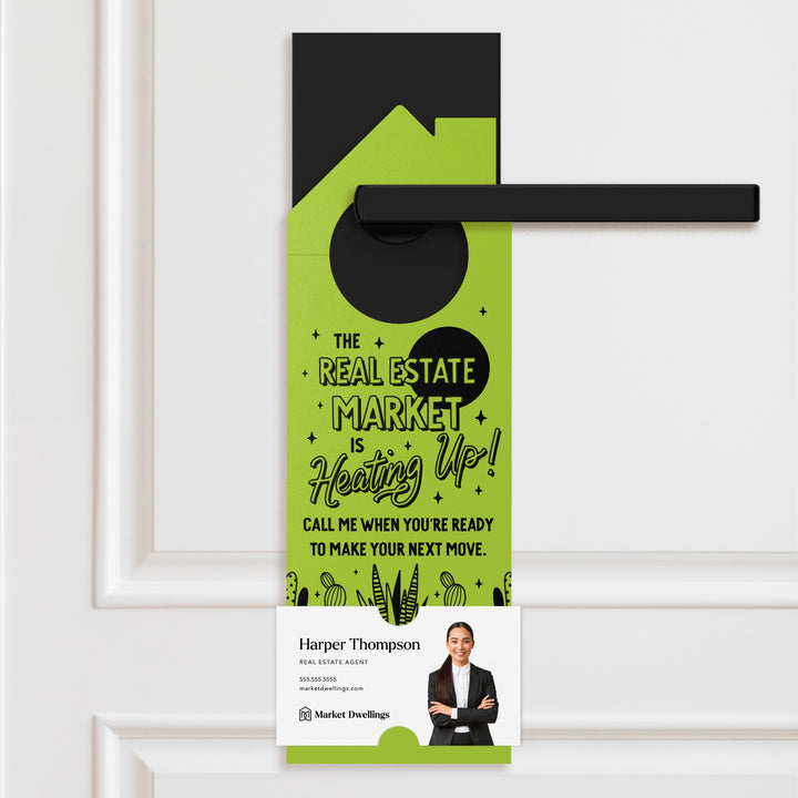 The Real Estate Market Is Heating Up! | Summer Door Hangers | 256-DH002 Door Hanger Market Dwellings RAZZLE BERRY