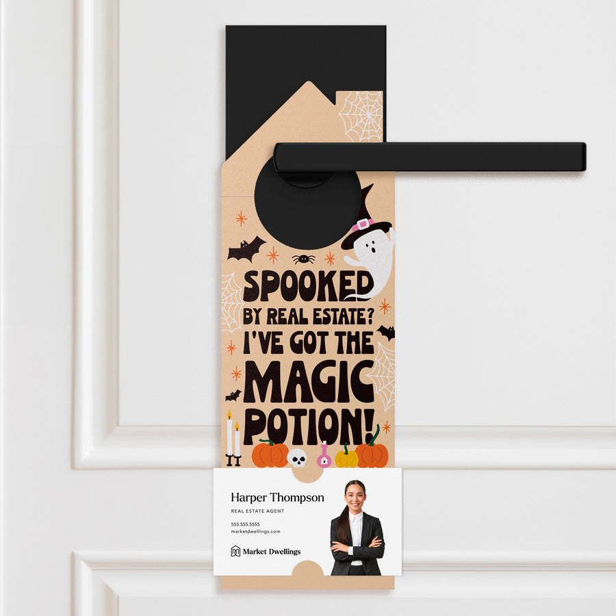 Spooked by Real Estate? I've Got the Magic Potion! Door Hangers Holiday Door Hanger Market Dwellings BLACK