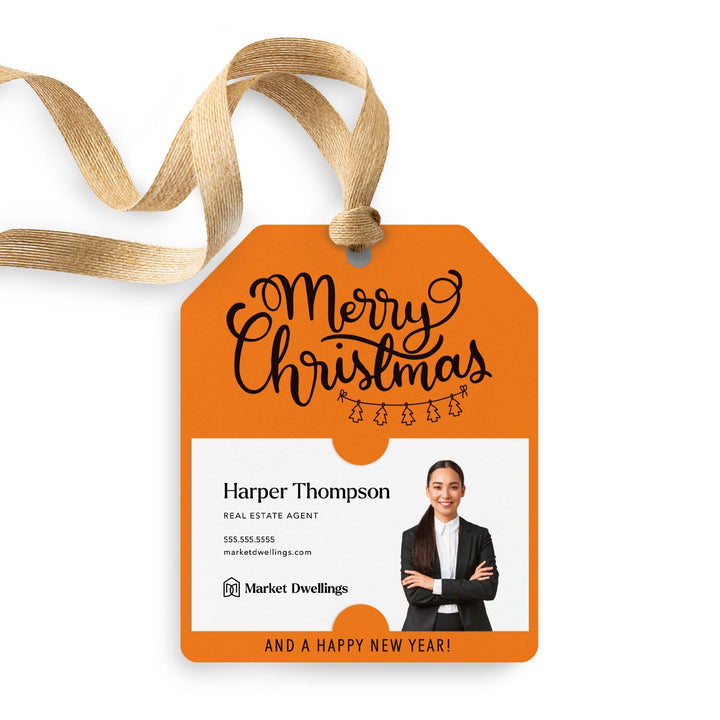 Merry Christmas and A Happy New Year Gift Tags | Happy Holidays | Pop By Gift Tags | 41-GT001 Gift Tag Market Dwellings WHITE