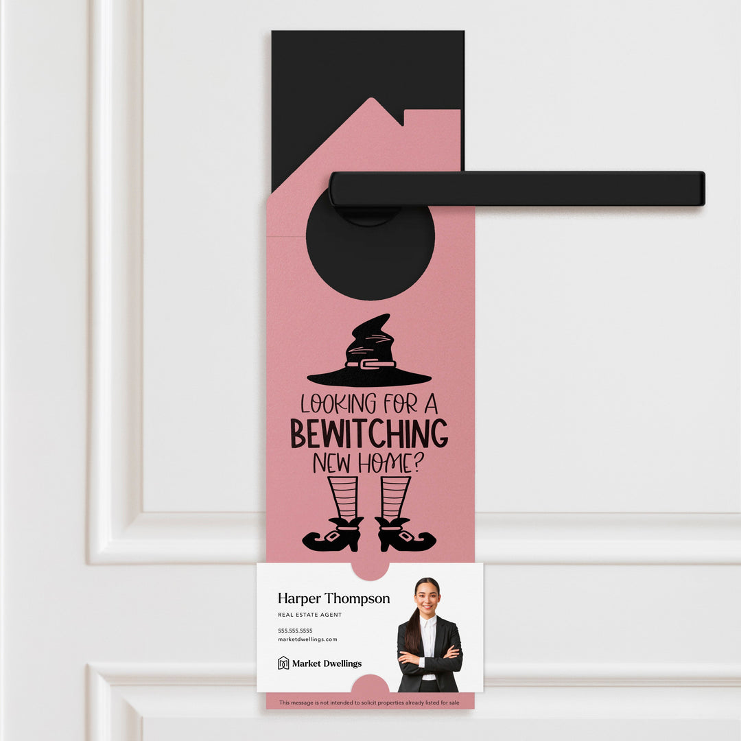 Looking For A Bewitching New Home? | Halloween Door Hangers | 48-DH002 Door Hanger Market Dwellings LIGHT PINK