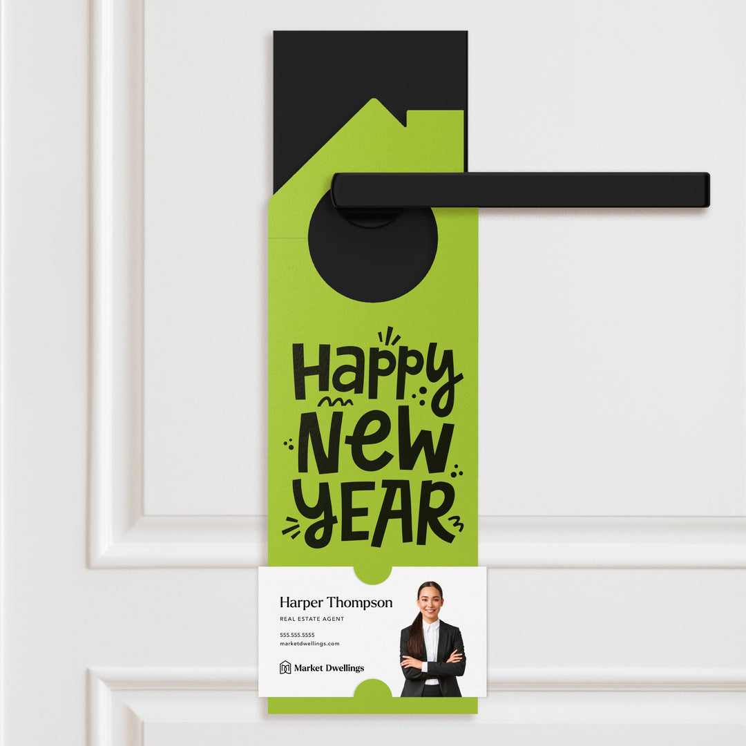 Happy New Year Door Hangers Holiday Door Hanger Market Dwellings GREEN APPLE