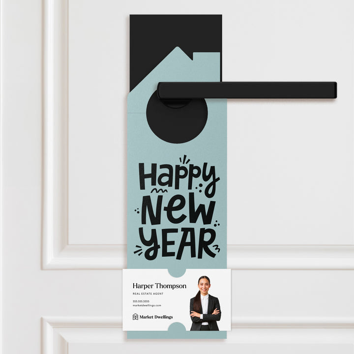 Happy New Year Door Hangers Holiday Door Hanger Market Dwellings LIGHT BLUE