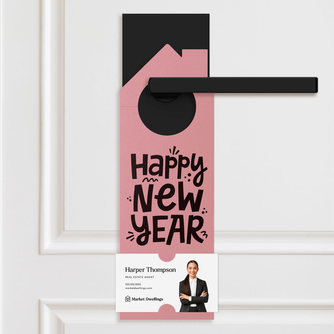 Happy New Year Door Hangers Holiday Door Hanger Market Dwellings LIGHT PINK