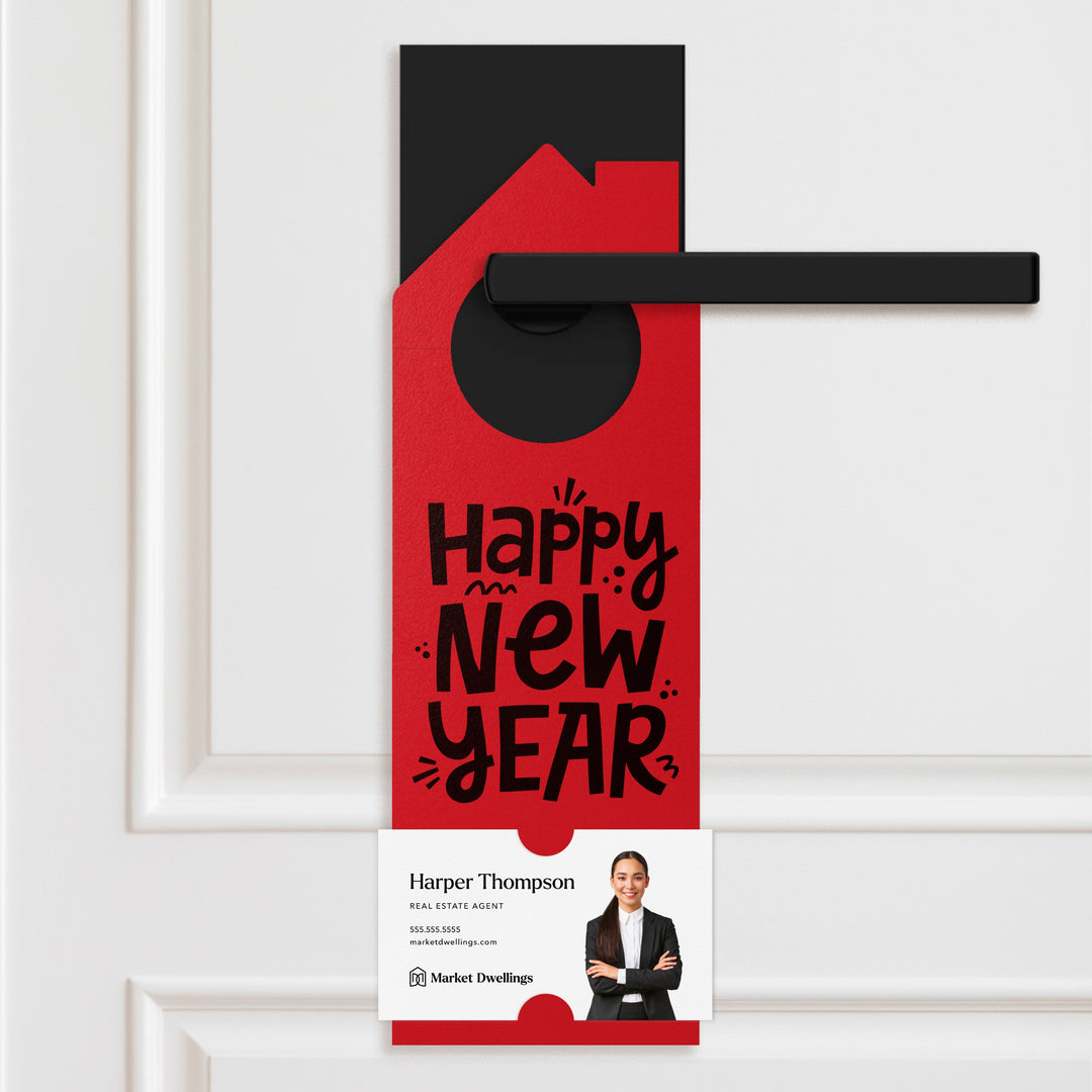 Happy New Year Door Hangers Holiday Door Hanger Market Dwellings SCARLET
