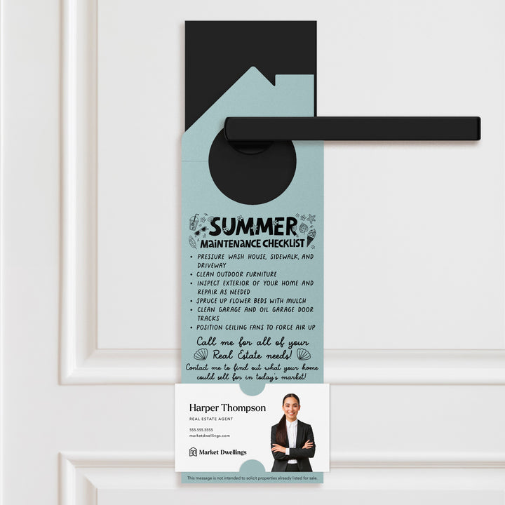Summer Real Estate Maintenance Checklist Door Hangers Season Door Hanger Market Dwellings LIGHT BLUE