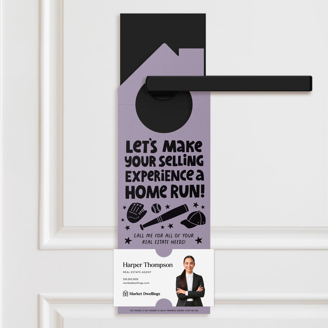 Let's Make Your Selling Experience a Home Run! Door Hangers Season Door Hanger Market Dwellings LIGHT PURPLE