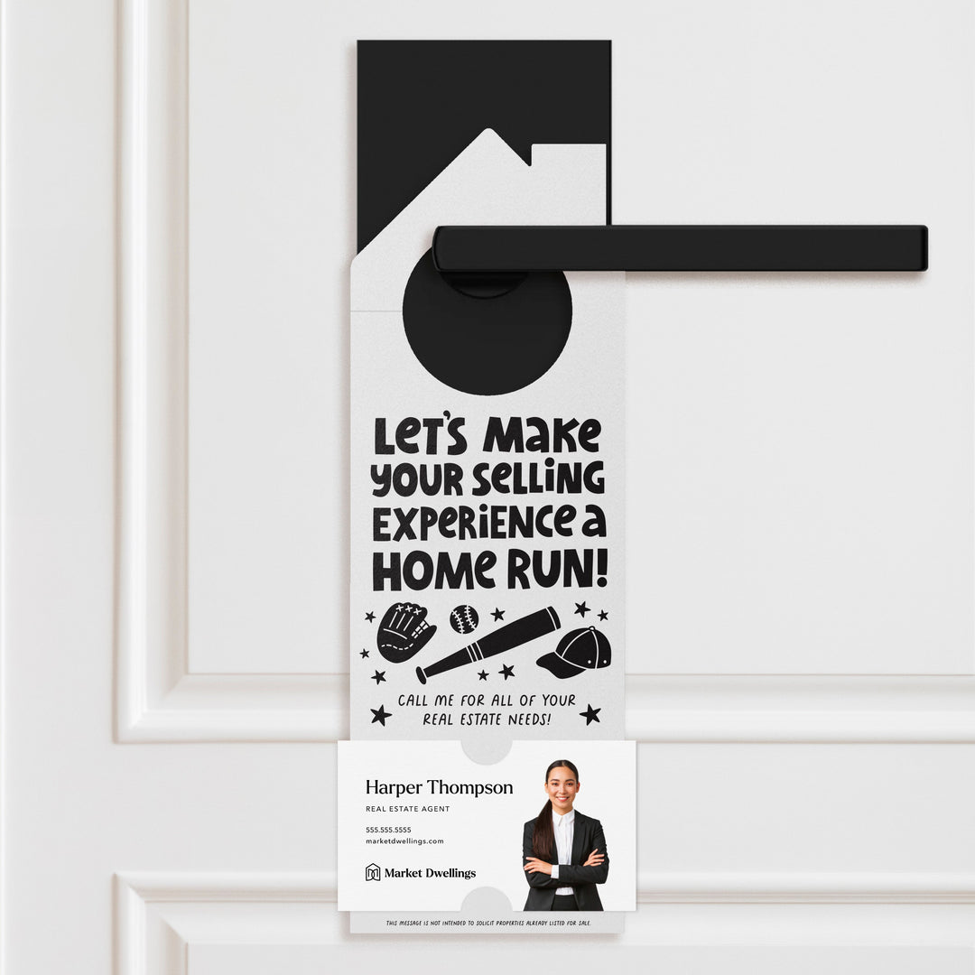 Let's Make Your Selling Experience a Home Run! Real Estate Door Hangers | 80-DH002 Door Hanger Market Dwellings LEMON