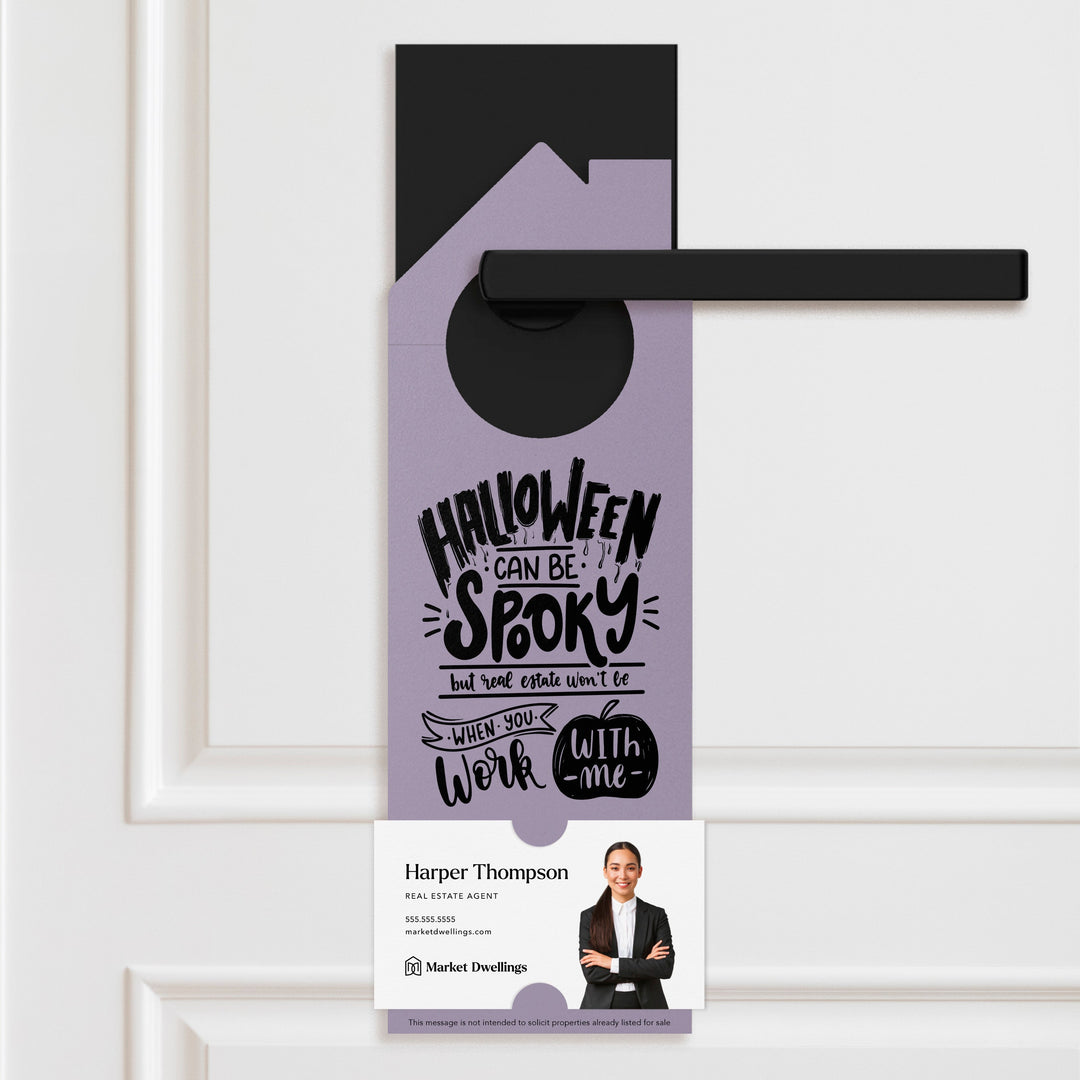 Halloween Can Be Spooky | Real Estate Door Hangers | H1-DH002 Door Hanger Market Dwellings WHITE
