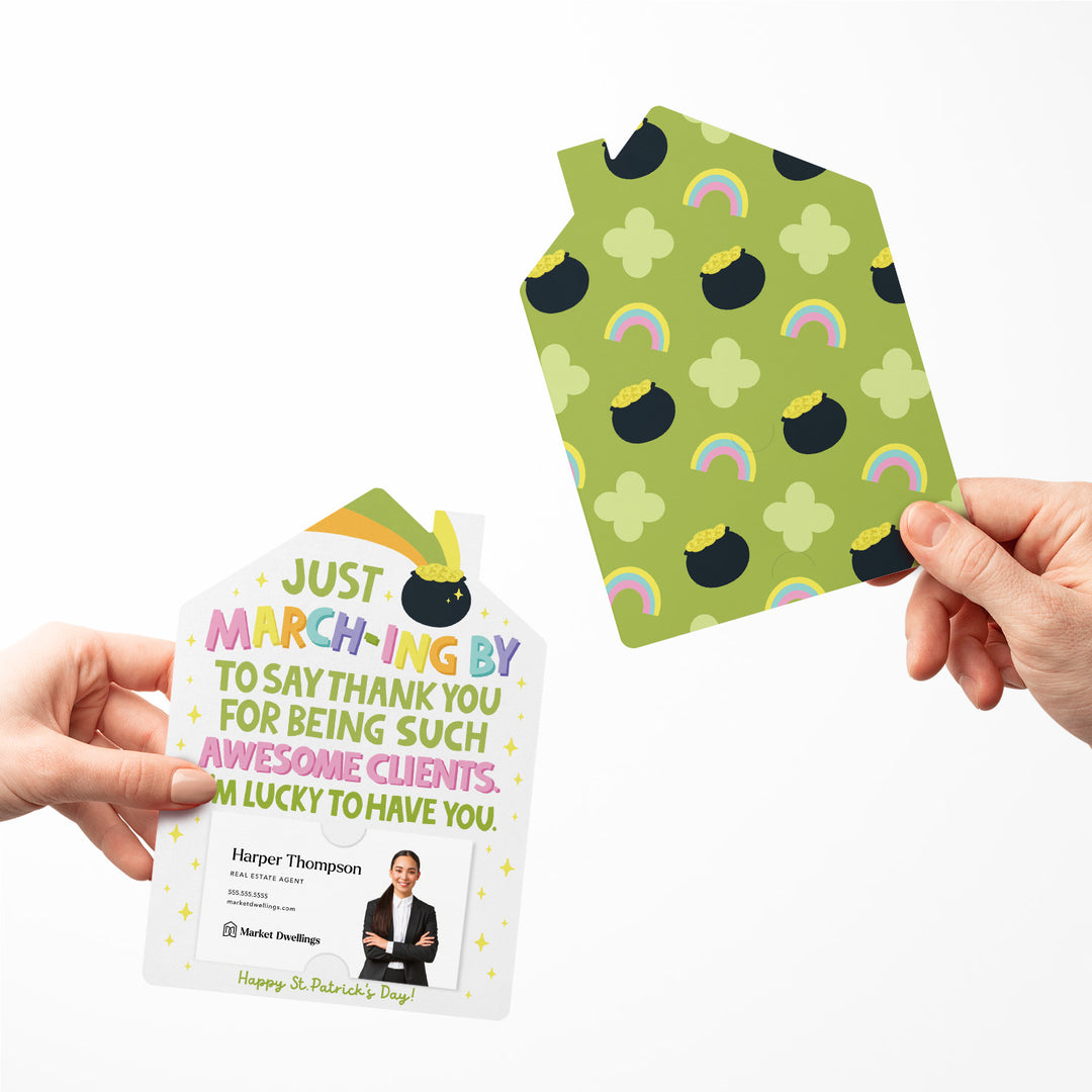 Set of Just March-Ing By To Say Thank You For Being Such Awesome Clients. I'm Lucky To Have You! | St. Patrick's Day Mailers | Envelopes Included | M115-M001 Mailer Market Dwellings