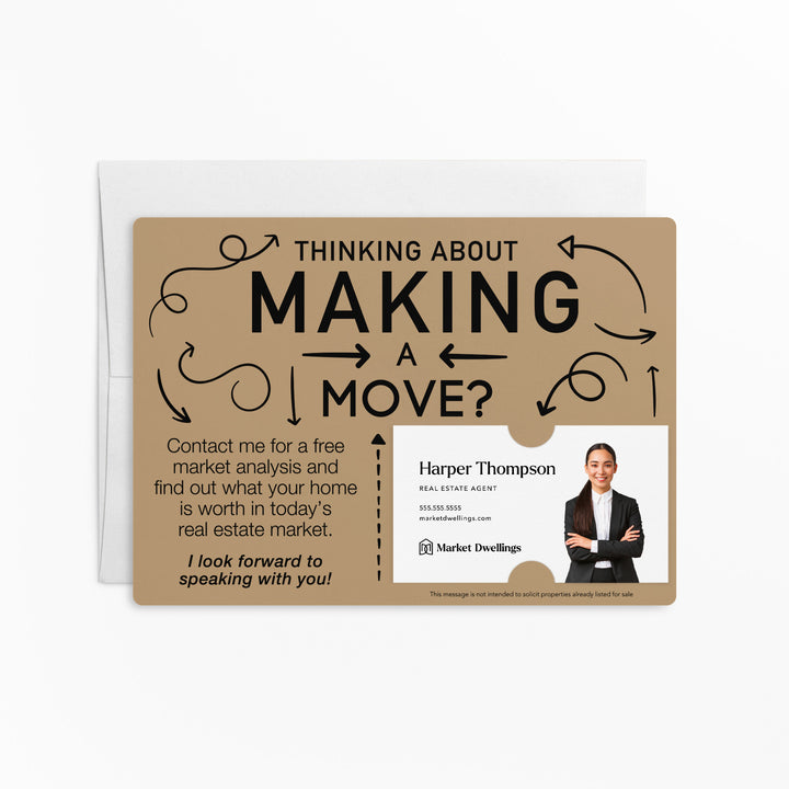 Set of Making a Move Real Estate Mailers | Envelopes Included | M13-M003 Mailer Market Dwellings KRAFT