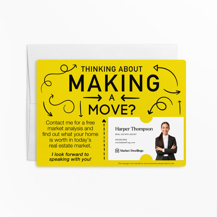 Set of Making a Move Real Estate Mailers | Envelopes Included | M13-M003 Mailer Market Dwellings LEMON