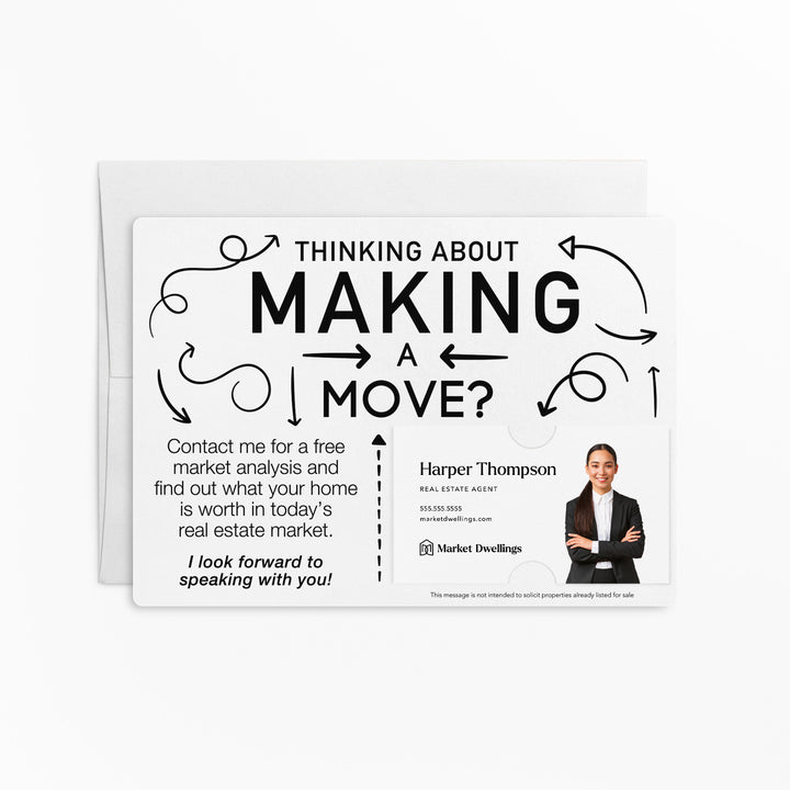 Set of Making a Move Real Estate Mailers | Envelopes Included | M13-M003 Mailer Market Dwellings WHITE