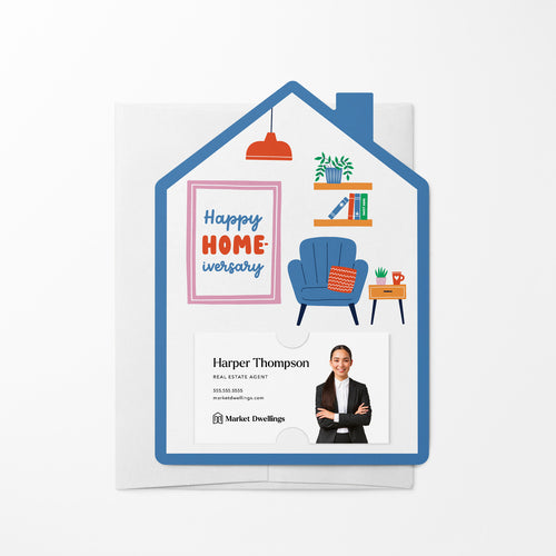 Happy Home-iversary | Real Estate Mailers with Envelopes Mailer Market Dwellings