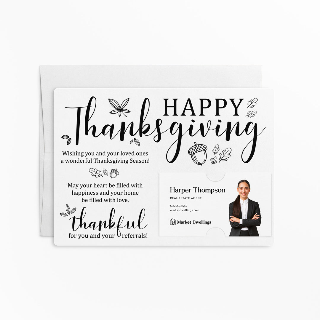 Set of Happy Thanksgiving Fall Mailer | Envelopes Included | M25-M003 Mailer Market Dwellings WHITE