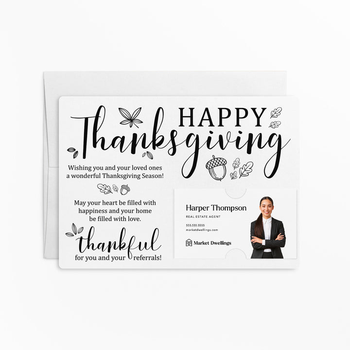 Set of Happy Thanksgiving Fall Mailer | Envelopes Included | M25-M003 Mailer Market Dwellings WHITE