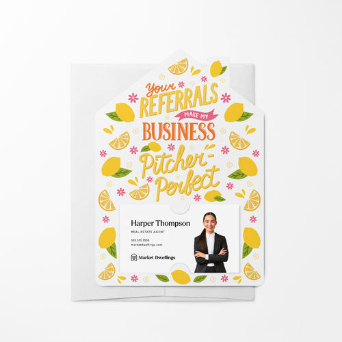 Your Referrals Make My Business Pitcher-Perfect! | Summer | Real Estate Mailers with Envelopes Mailer Market Dwellings