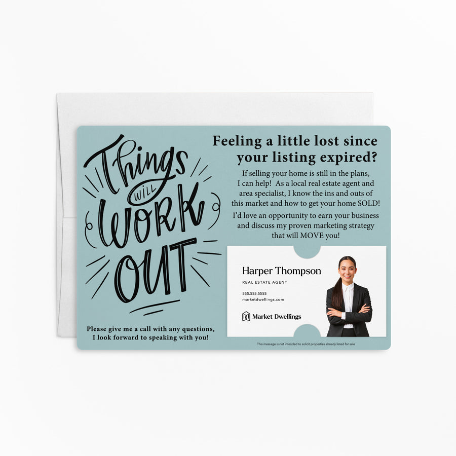 Set of Feeling a Little Lost Expired Listing Mailers | Envelopes Included | M34-M003 Mailer Market Dwellings LIGHT BLUE
