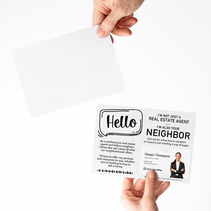 Set of Hello I'm Not Just A Real Estate Agent, I'm Also Your Neighbor Mailers | Envelopes Included Mailer Market Dwellings