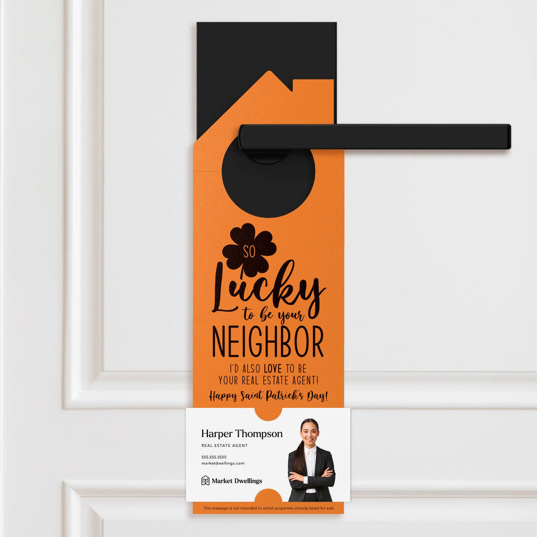 So Lucky to Be Your Neighbor Door Hangers Holiday Door Hanger Market Dwellings CARROT