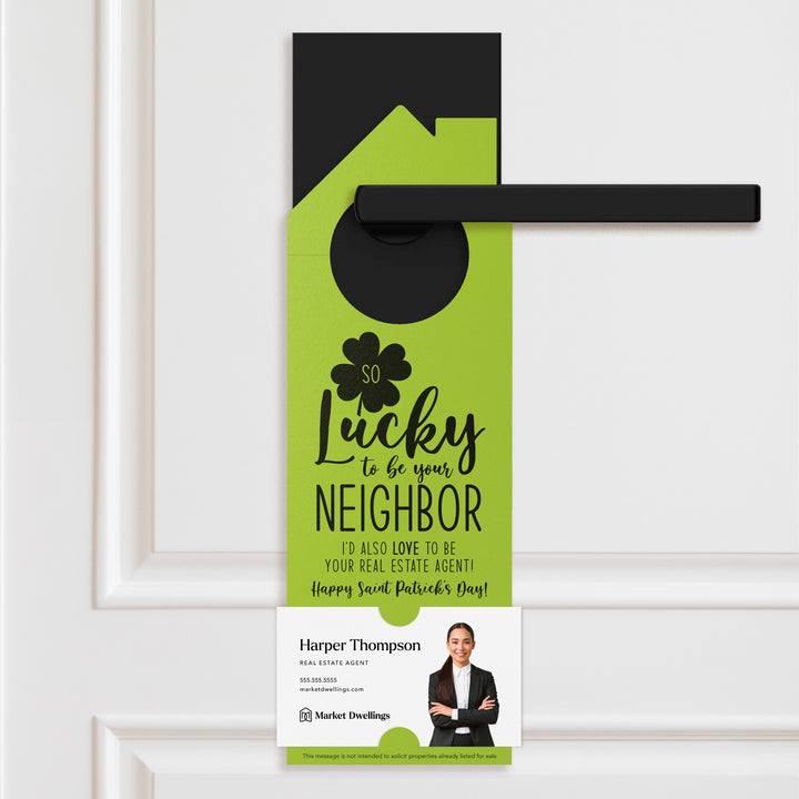So Lucky to Be Your Neighbor Door Hangers Holiday Door Hanger Market Dwellings GREEN APPLE