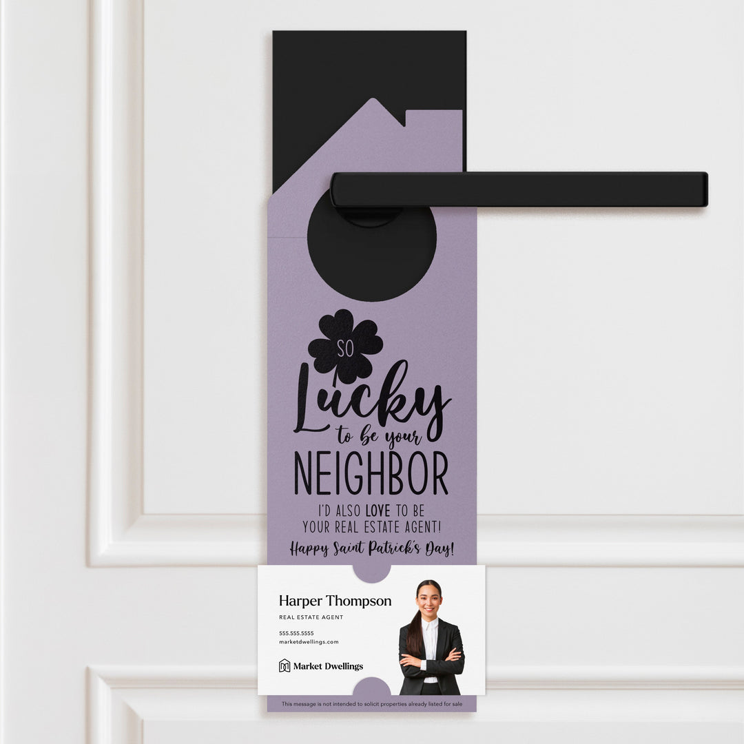 So Lucky to Be Your Neighbor Door Hangers Holiday Door Hanger Market Dwellings LIGHT PURPLE