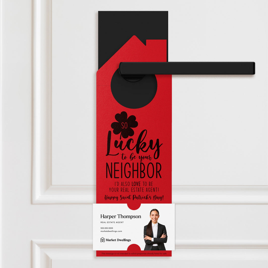 So Lucky to Be Your Neighbor Door Hangers Holiday Door Hanger Market Dwellings SCARLET
