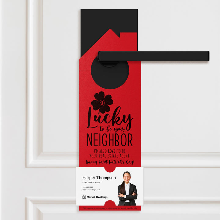 So Lucky to Be Your Neighbor Door Hangers Holiday Door Hanger Market Dwellings SCARLET