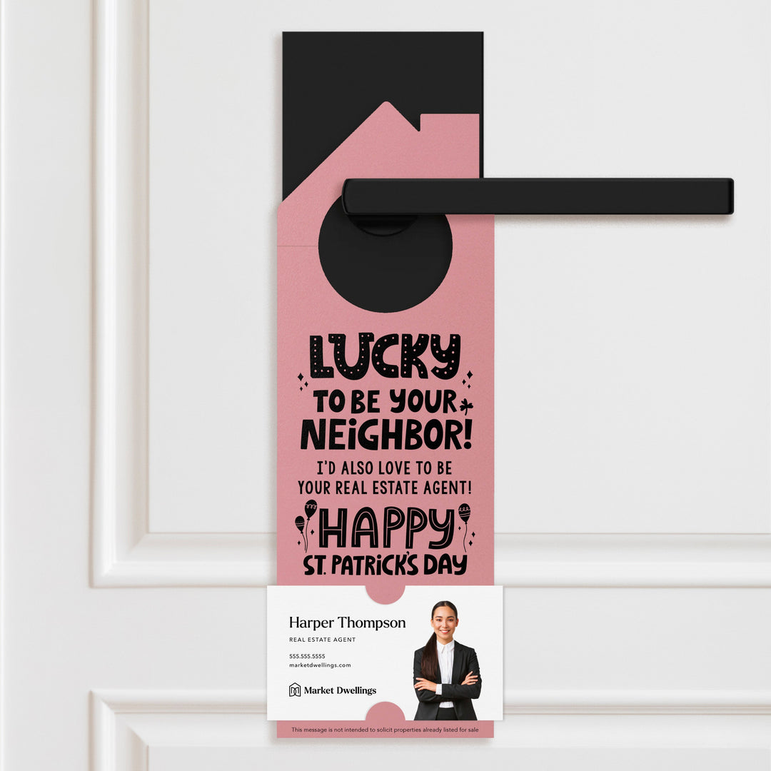 Lucky to Be Your Neighbor Door Hangers Holiday Door Hanger Market Dwellings LIGHT PINK