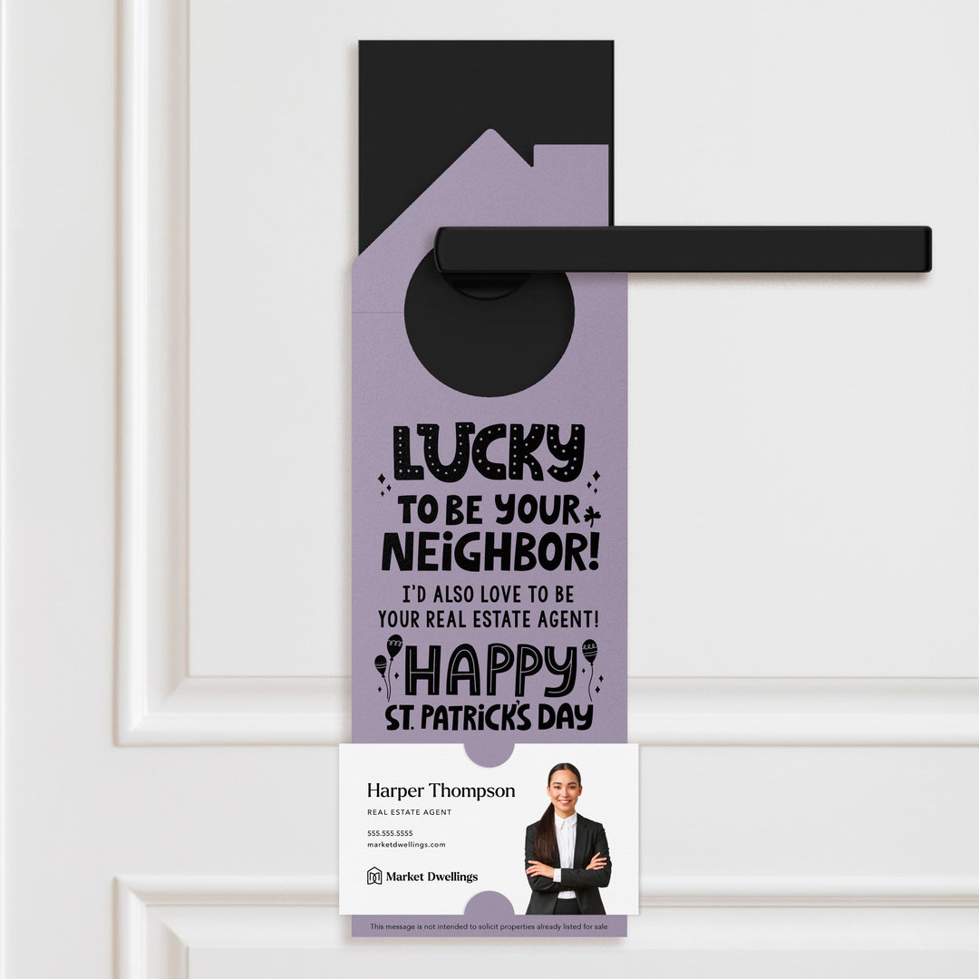 Lucky to Be Your Neighbor Door Hangers Holiday Door Hanger Market Dwellings LIGHT PURPLE
